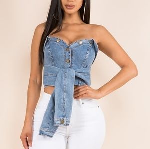 Tie Me Up Blue Jean Top